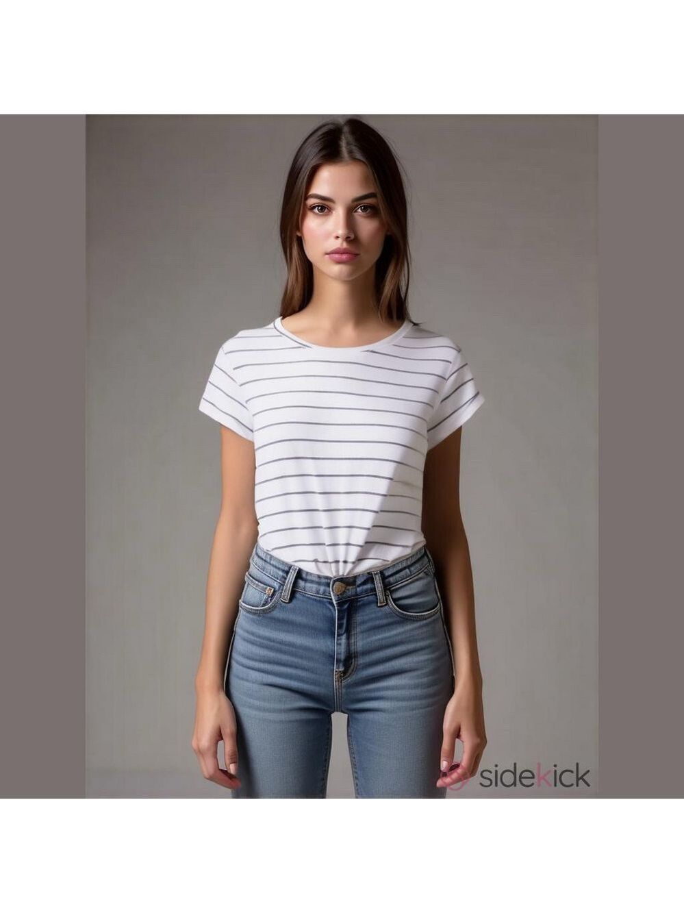 Shein 𝅺Shein Striped Knot-Front T-Shirt - Picture 9 of 9